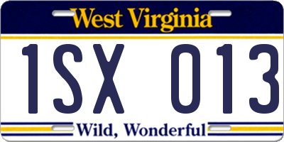 WV license plate 1SX013