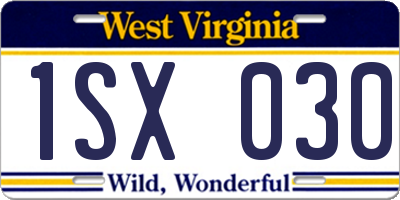 WV license plate 1SX030