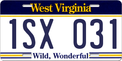 WV license plate 1SX031