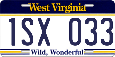 WV license plate 1SX033