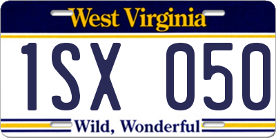 WV license plate 1SX050