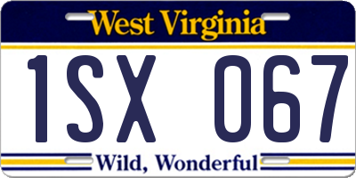 WV license plate 1SX067