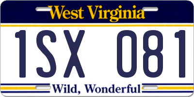 WV license plate 1SX081