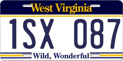 WV license plate 1SX087