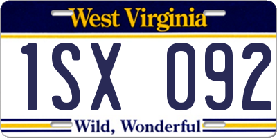 WV license plate 1SX092
