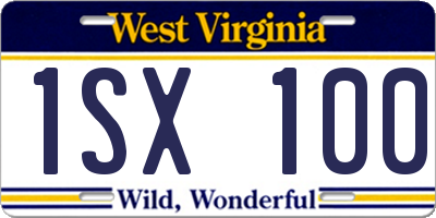 WV license plate 1SX100