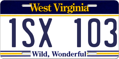 WV license plate 1SX103