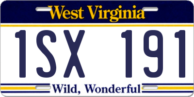 WV license plate 1SX191