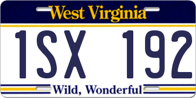 WV license plate 1SX192