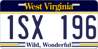WV license plate 1SX196