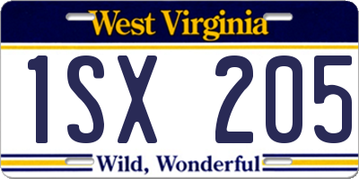 WV license plate 1SX205