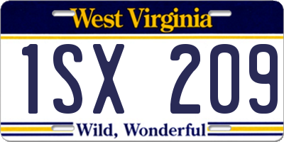 WV license plate 1SX209
