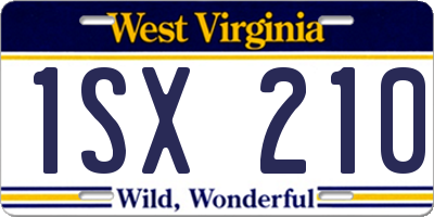 WV license plate 1SX210