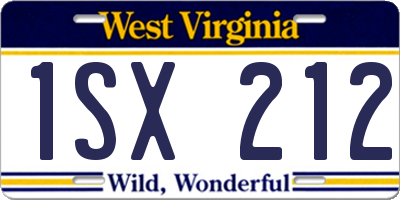 WV license plate 1SX212