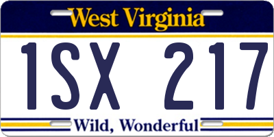 WV license plate 1SX217
