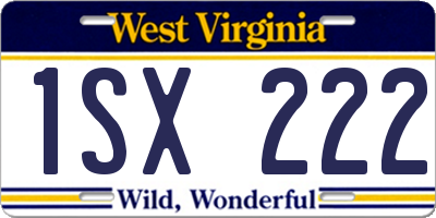 WV license plate 1SX222