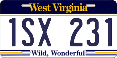 WV license plate 1SX231