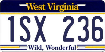 WV license plate 1SX236