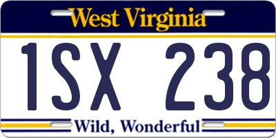 WV license plate 1SX238
