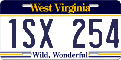 WV license plate 1SX254