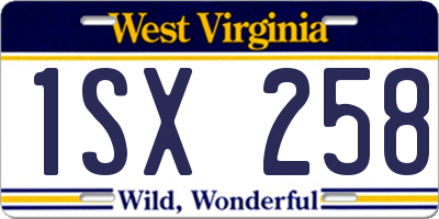 WV license plate 1SX258