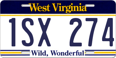 WV license plate 1SX274