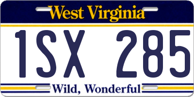 WV license plate 1SX285