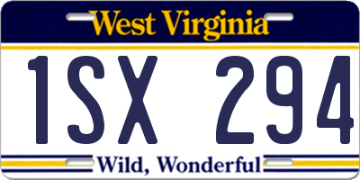 WV license plate 1SX294