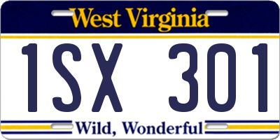 WV license plate 1SX301