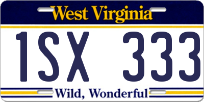 WV license plate 1SX333