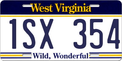 WV license plate 1SX354