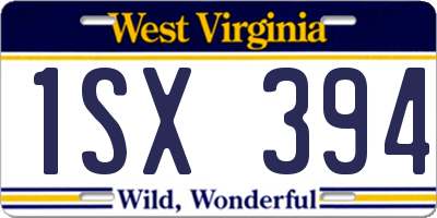 WV license plate 1SX394