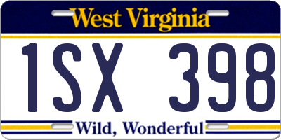 WV license plate 1SX398