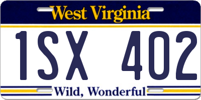 WV license plate 1SX402
