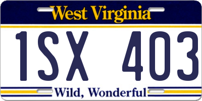 WV license plate 1SX403