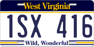 WV license plate 1SX416