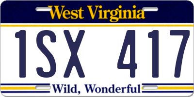 WV license plate 1SX417