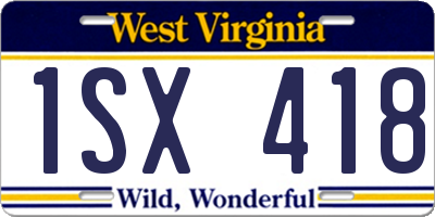 WV license plate 1SX418