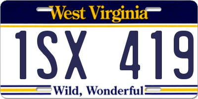 WV license plate 1SX419