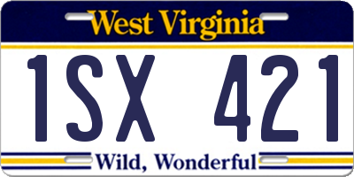 WV license plate 1SX421