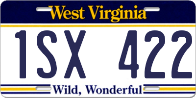 WV license plate 1SX422