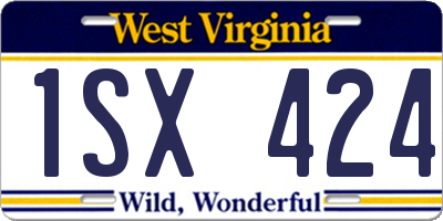 WV license plate 1SX424