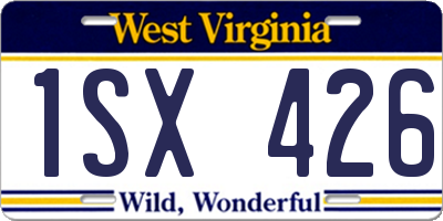 WV license plate 1SX426