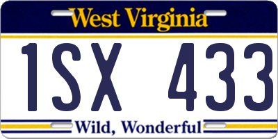 WV license plate 1SX433