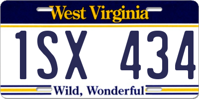WV license plate 1SX434
