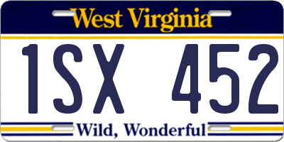 WV license plate 1SX452
