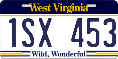 WV license plate 1SX453