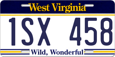 WV license plate 1SX458