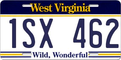 WV license plate 1SX462