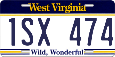 WV license plate 1SX474